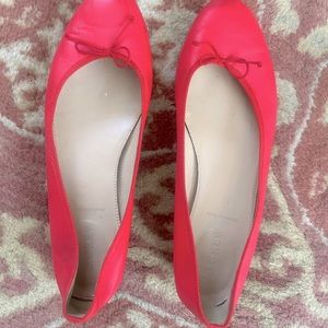 Red leather JCrew flats, size 10